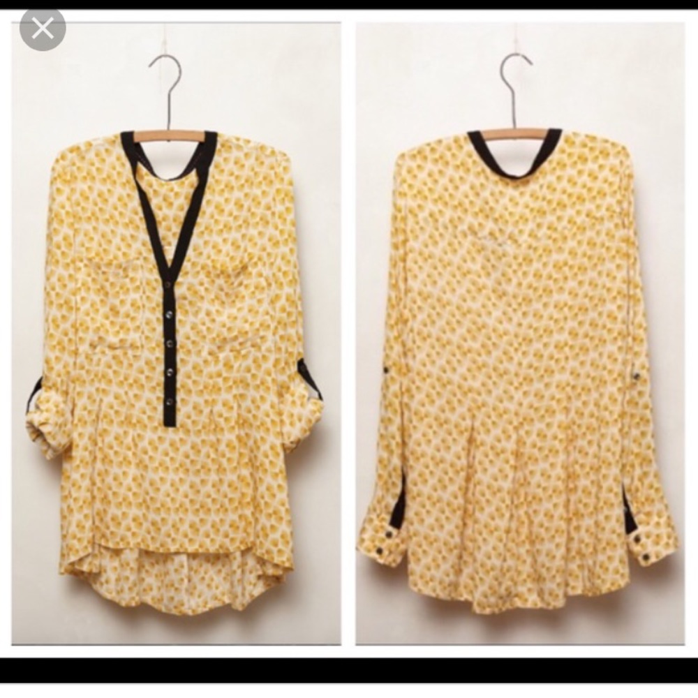 Anthropologie Top Sz 12 Vanessa Virginia Yellow